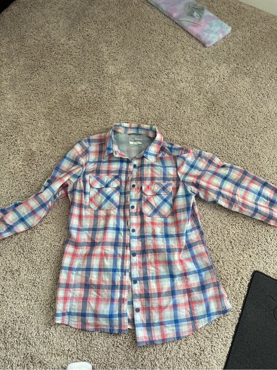 Columbia Tops - Columbia Pink and Blue Plaid Women's Button-Down Shirt